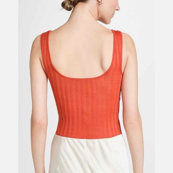 Vince Wide Rib Square Neck Tank Top Size Large Burnt Orchid - Picture 6 of 10